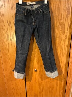 GAP Dark Blue Cropped Low-Rise Capri Jeans with Rolled Cuffs